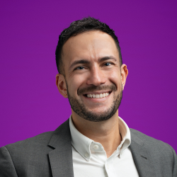 Ali Vahit Esenoy Headshot on purple background