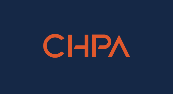 Orange CHPA logo on dark blue background