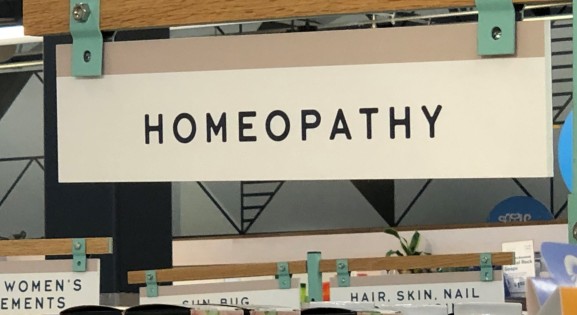 Homeopathy sign in a store