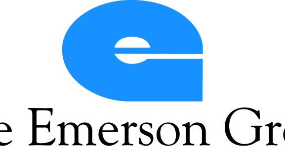 The Emerson Group Logo in blue and grey