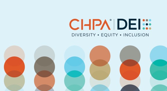 overlapping dot patten on light blue background with CHPA branding