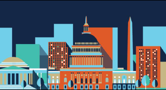 Stylized Graphic of DC government buildings